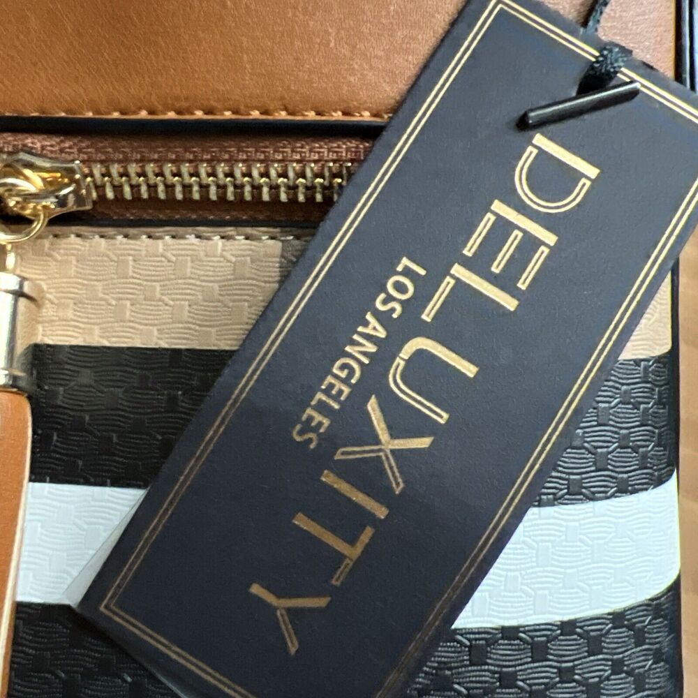 Deluxity Los Angeles Small Bumblebee Crossbody Bag Tan/Black NWT - Picture 3 of 7